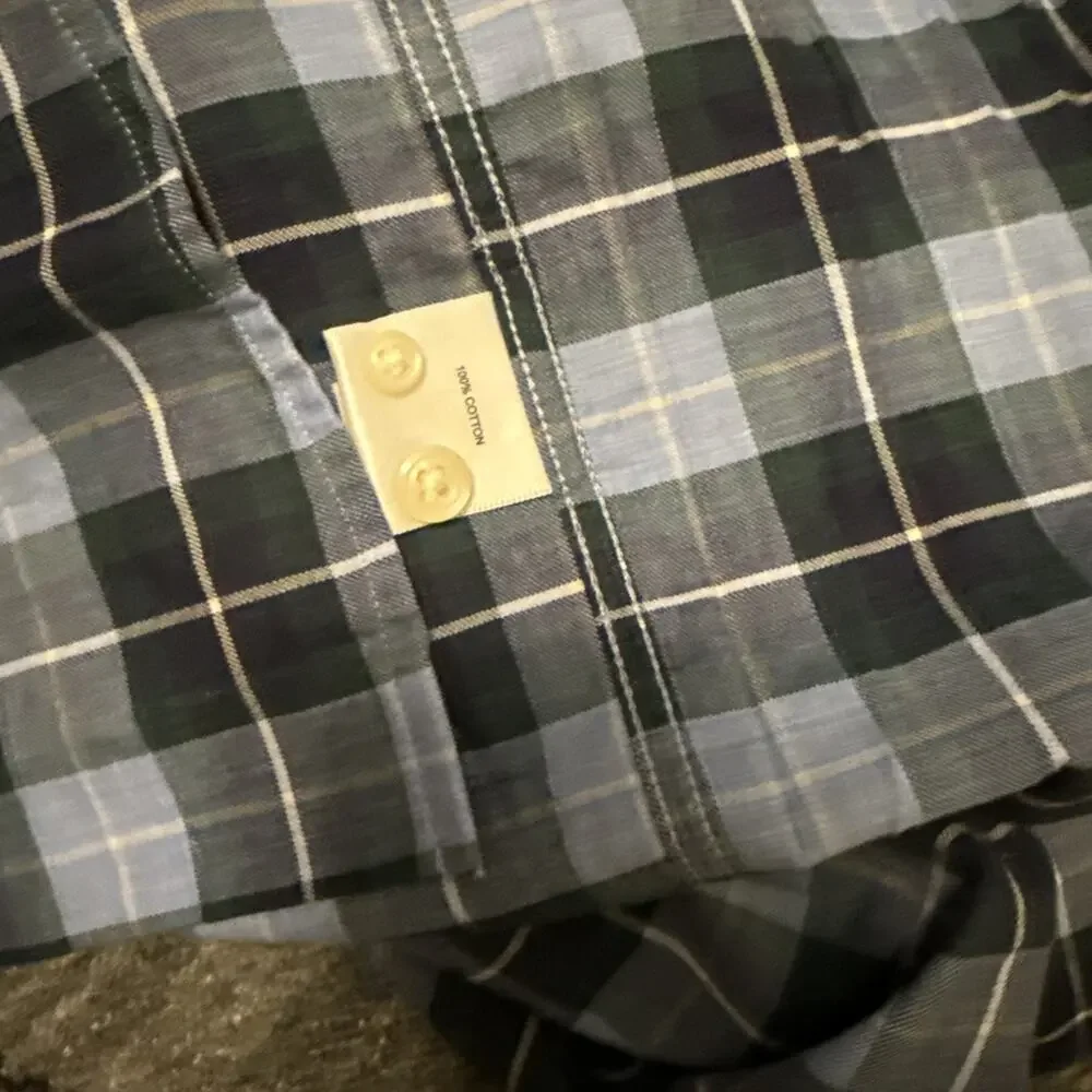 PETER MILLAR Mens XXL Langley Cotton Sport Shirt Cottage Blue Plaid $160 - Picture 5 of 5